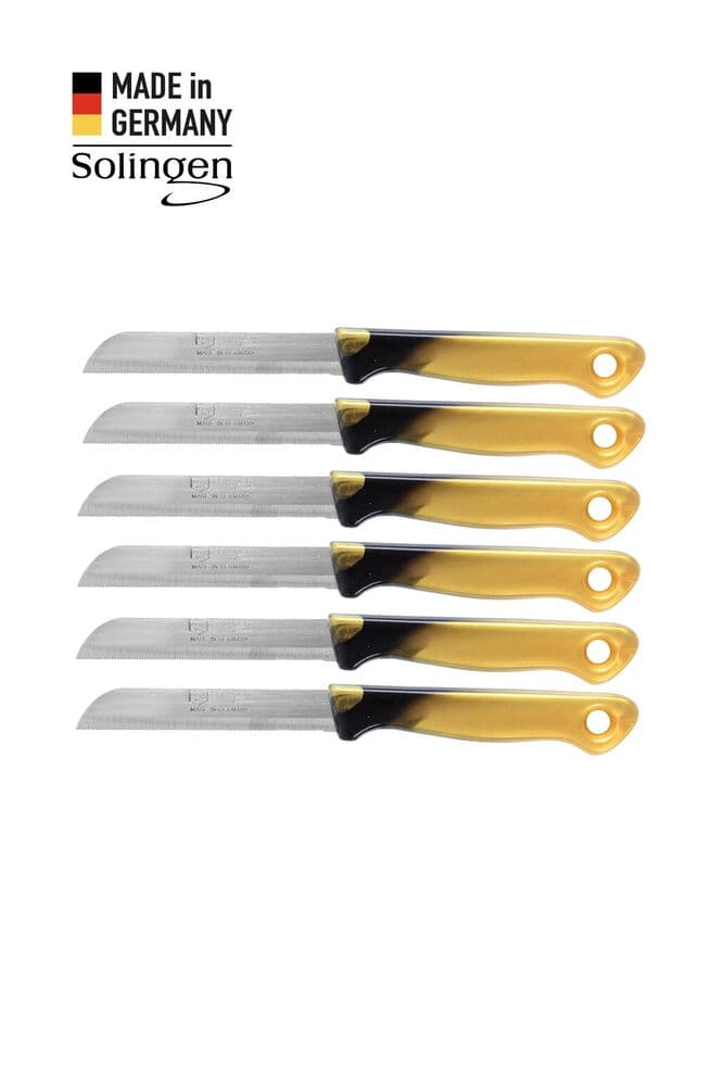 Solingen 6’lı Tırtıklı Geçişli Siyah/Gold Meyve Bıçağı
