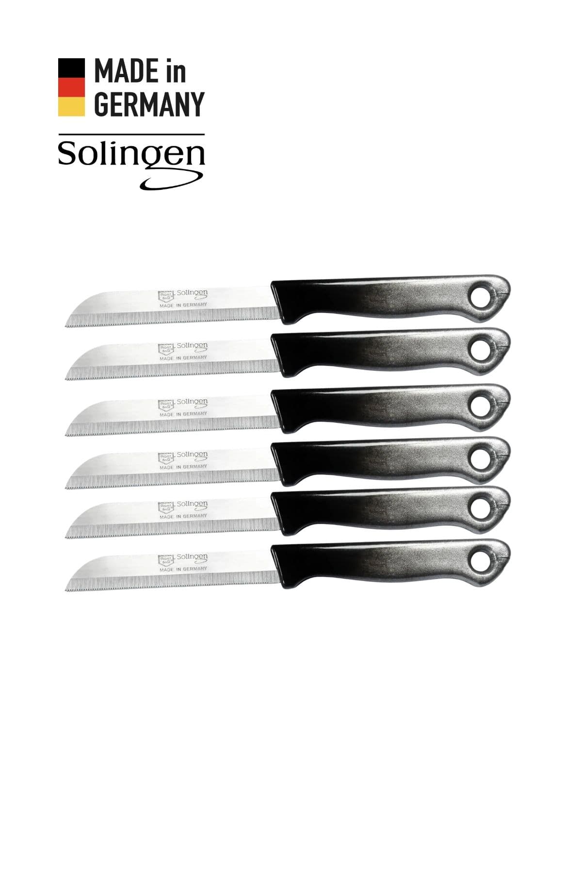 Solingen 6’lı Tırtıklı Geçişli Siyah Gri Meyve Bıçağı