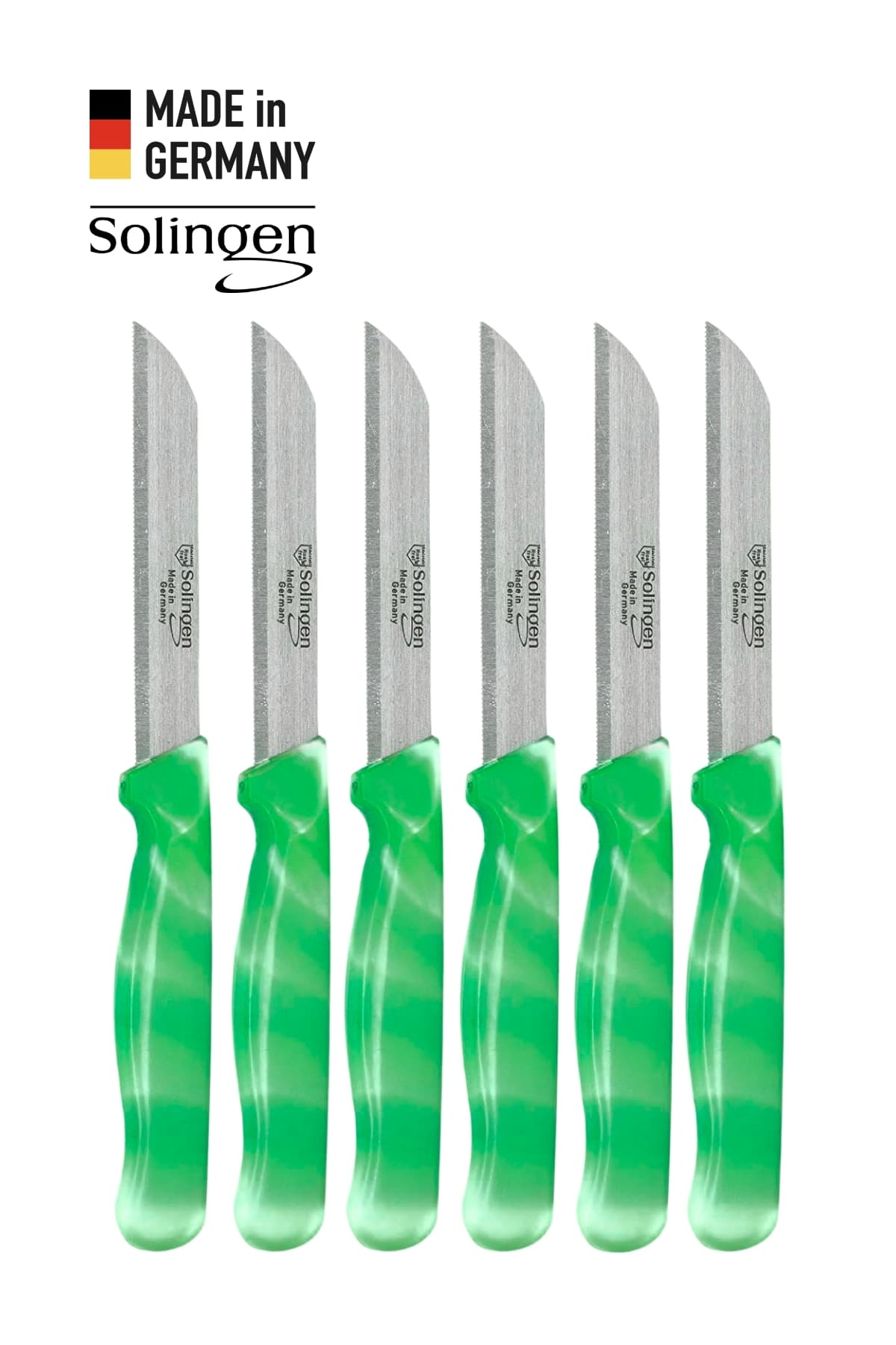 Solingen 6’lı Tırtıklı Ebruli Yeşil Meyve Bıçağı