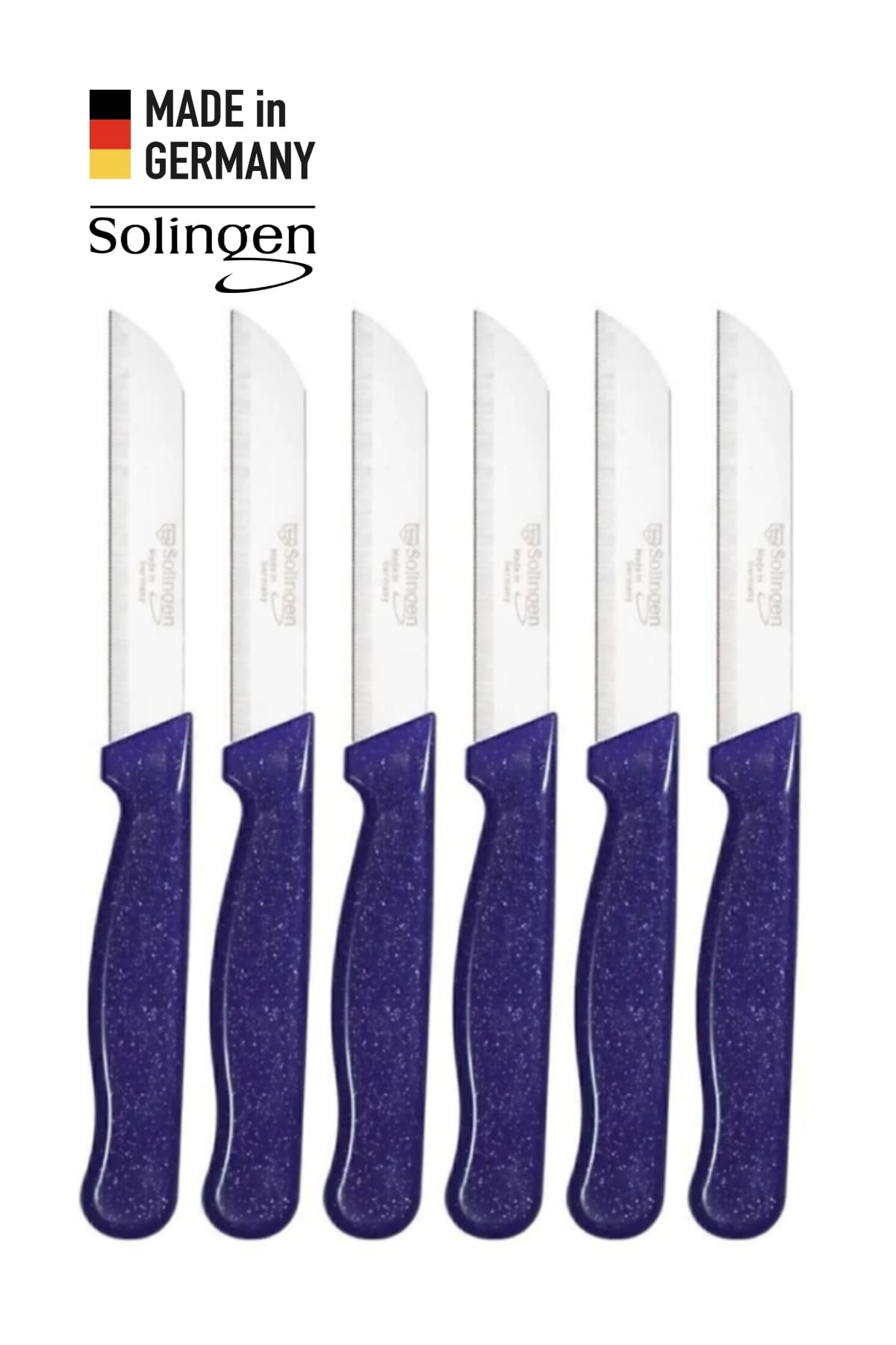 Solingen 6'lı Tırtıklı Simli Mavi Meyve Bıçağı
