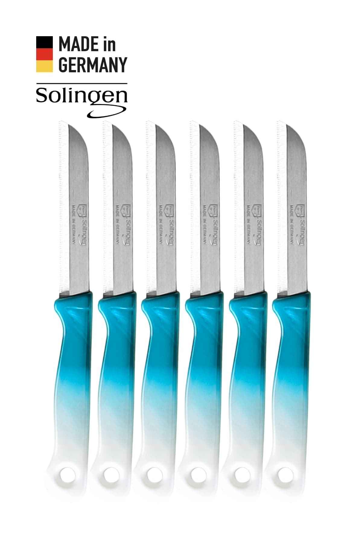 Solingen 6’lı Tırtıklı Geçişli Turkuaz Meyve Bıçağı