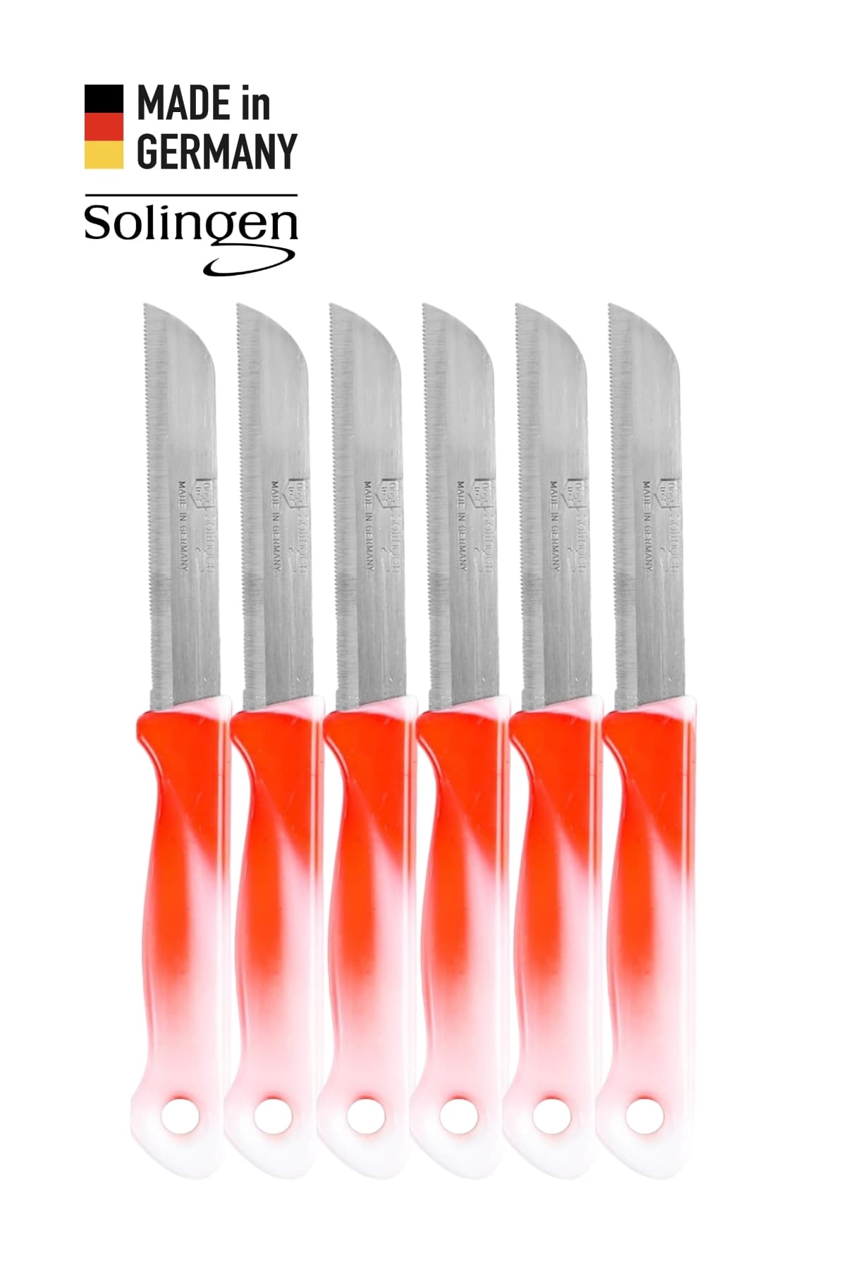 Solingen 6’lı Tırtıklı Geçişli Turuncu Meyve Bıçağı