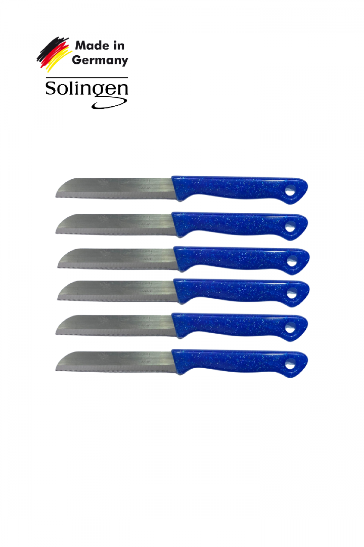 Solingen 6’lı Simli Delikli Mavi Meyve Bıçağı